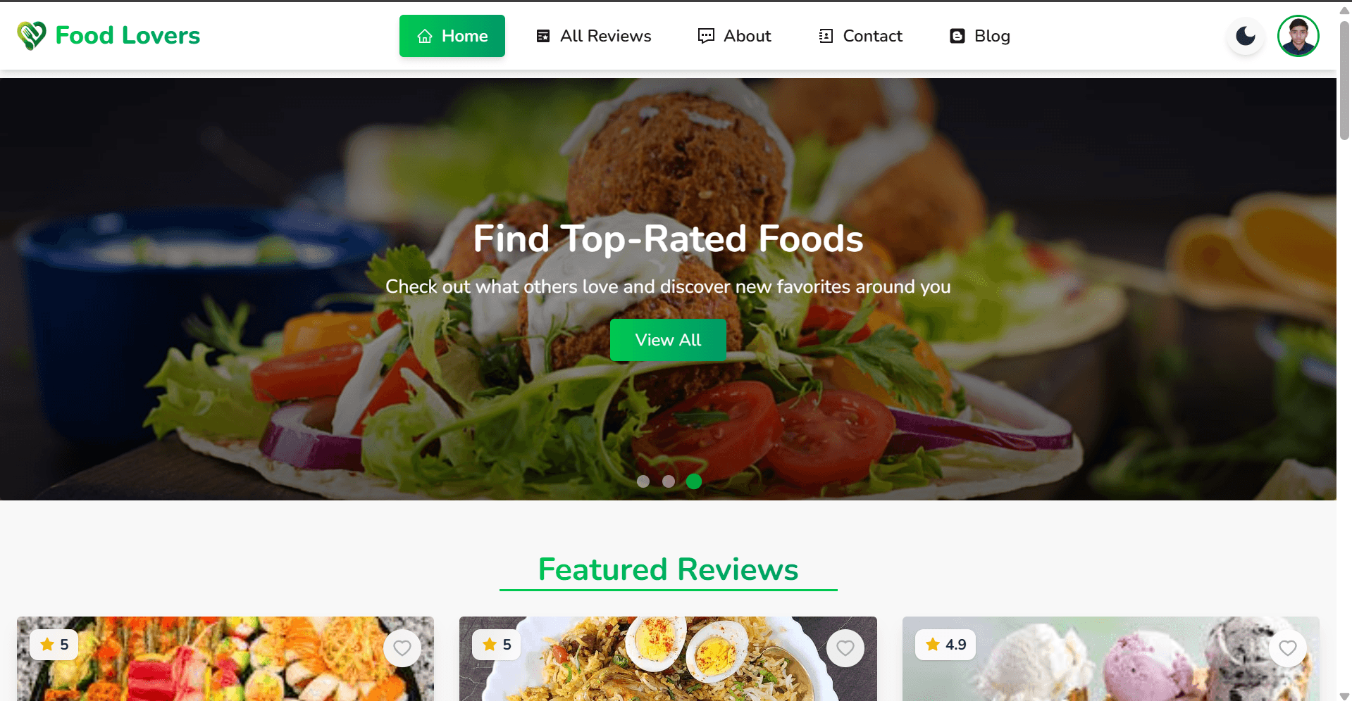 Screenshot of Food Lovers - Full Stack Web Application